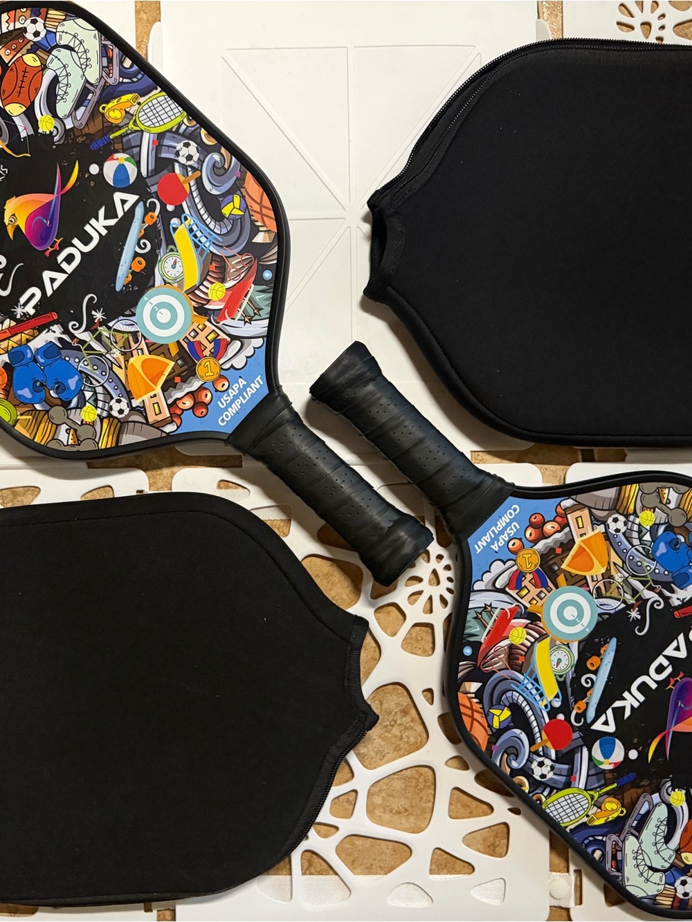Padilla Black Graphic Pickleball Paddle - Colorful Design